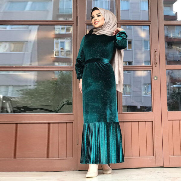 Beautiful Velvet Soft Colors Abaya Dress