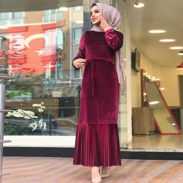 Beautiful Velvet Soft Colors Abaya Dress